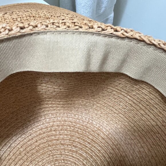 J.Crew Textured Summer Straw Hat Dusty Dune Tan Brown NWT Foldable Wide Brim main image 8